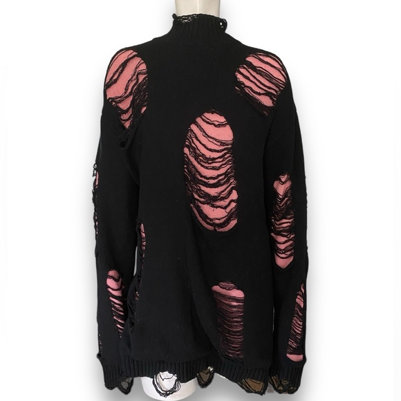 Dolls Kill Sweaters - Current Mood | NWT’s cyber Y2K distressed gothic grunge oversized knit sweater